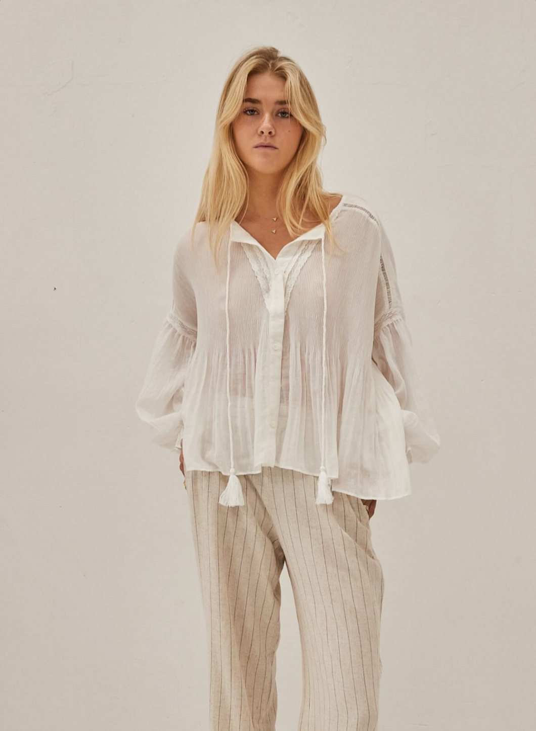 Oversized pleated blouse