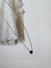 small black stone chain necklace