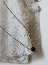 small black stone chain necklace