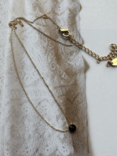 small black stone chain necklace