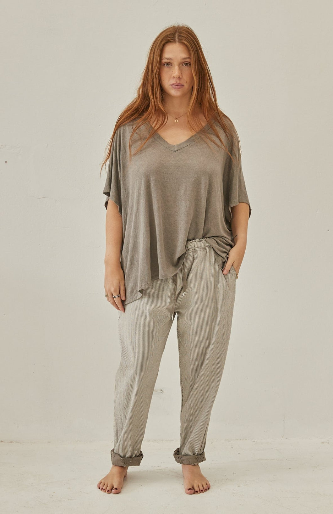 mamapapa - Pepa stripes mushroom/grey pants