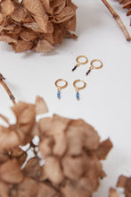 Dangly hoop three stone earrings blue