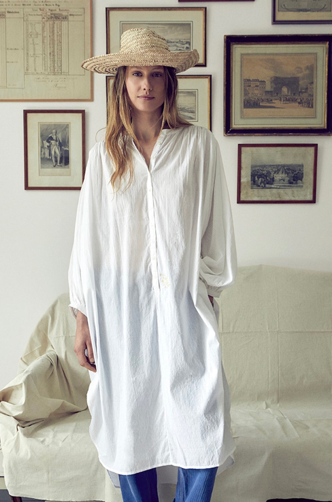 Genevieve  - tunique plain white