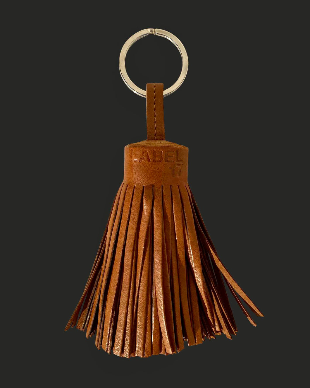 Cognac pompom keyring