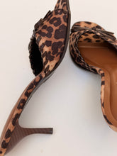 Leopard mules kitten heel