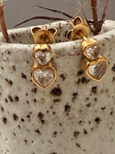 Double heart diamond studs