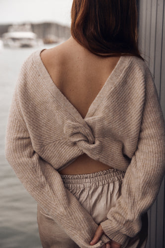 Louizon- Beige knitted knot sweater