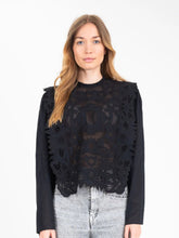 V.de vinster broderie heart blouse black