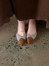checked kitten heel