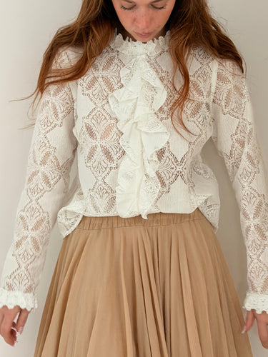 MM lace  blouse white