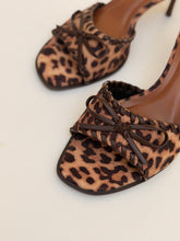 Leopard mules kitten heel