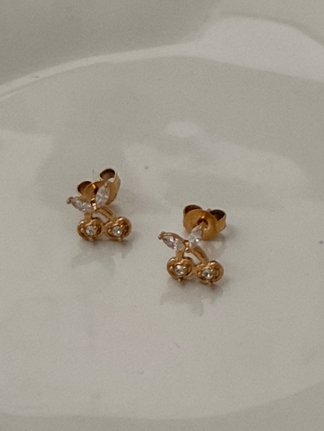 Gem stone cherry studs