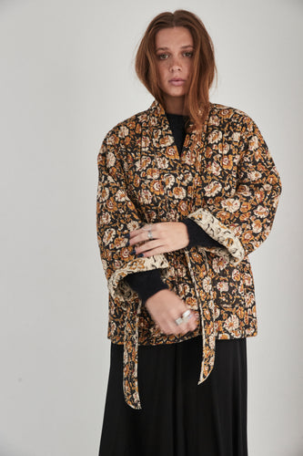 Beige earthy printed vest reversible