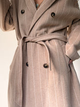 Winter stripe Coat with belt