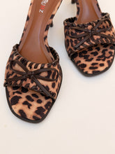 Leopard mules kitten heel