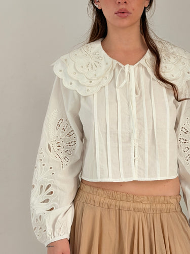 MM Broderie blouse White