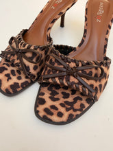 Leopard mules kitten heel