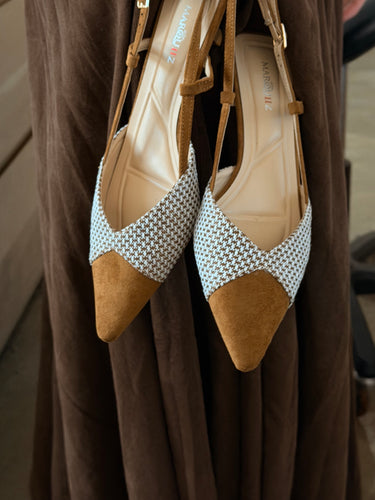 checked kitten heel
