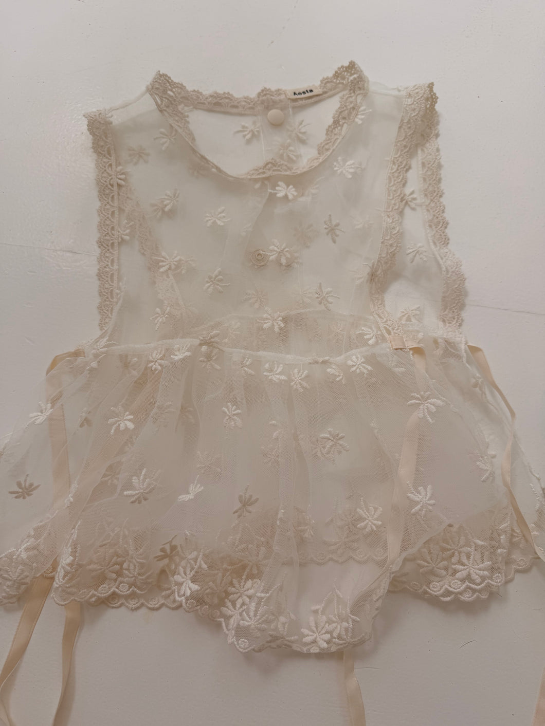 Off white broderie tulle top