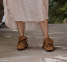 mamapapa - suede fringe camel mocassin