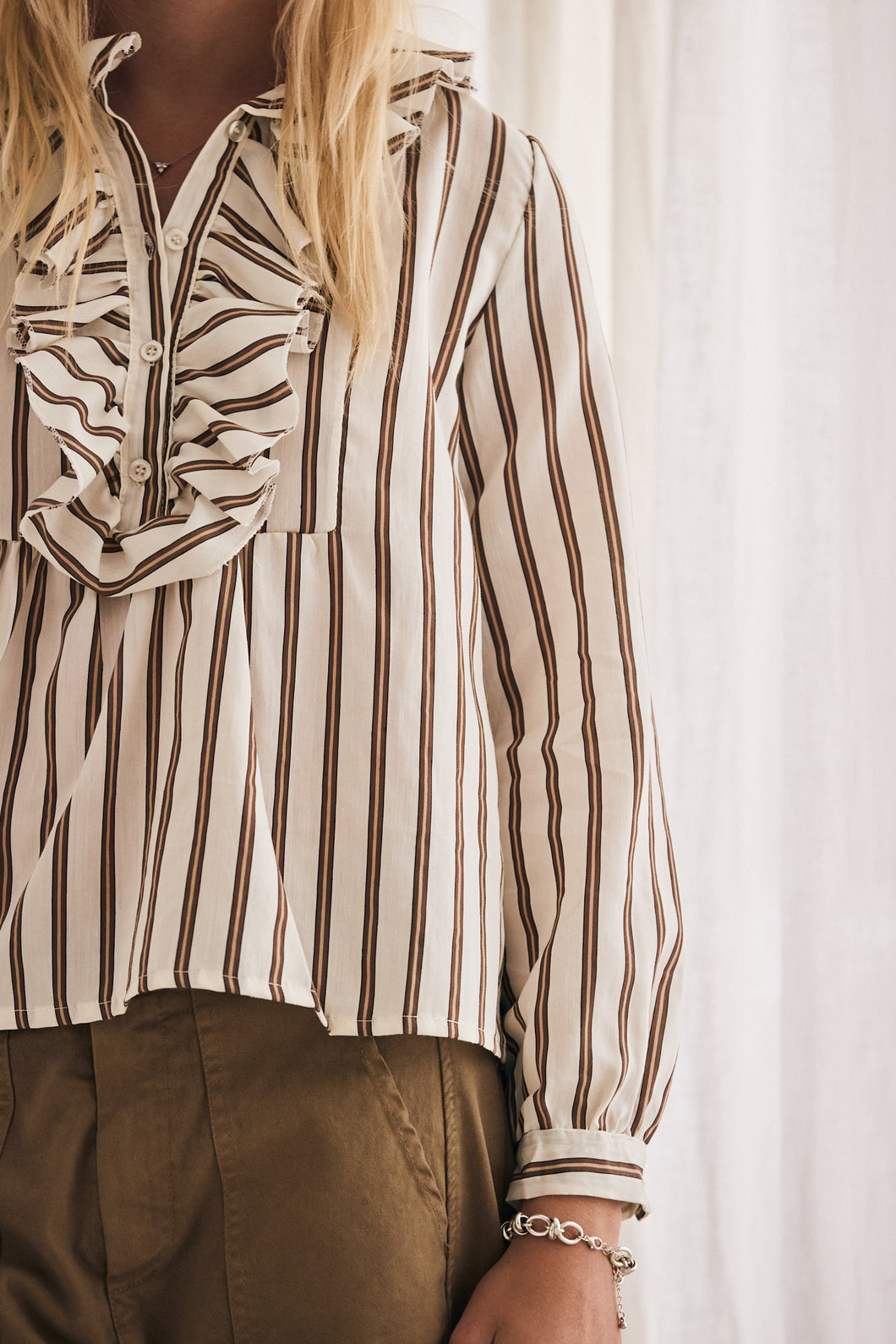 mamapapa - Bonbon offwhite frill stripe shirt