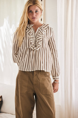 mamapapa - Bonbon offwhite frill stripe shirt