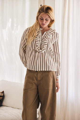 mamapapa - Bonbon frill stripe shirt