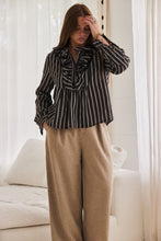 mamapapa - Bonbon chocolate frill stripe shirt