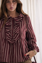 mamapapa - Bonbon burgandy frill stripe shirt