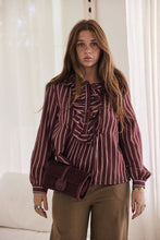 mamapapa - Bonbon burgandy frill stripe shirt