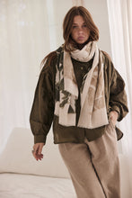 scarf print khaki tones