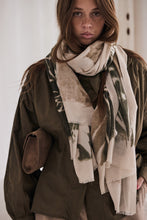 scarf print khaki tones