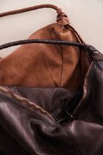 Leather large bag with long handle