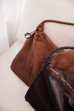 Leather large bag with long handle
