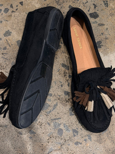 mocassins with fringe and pompom