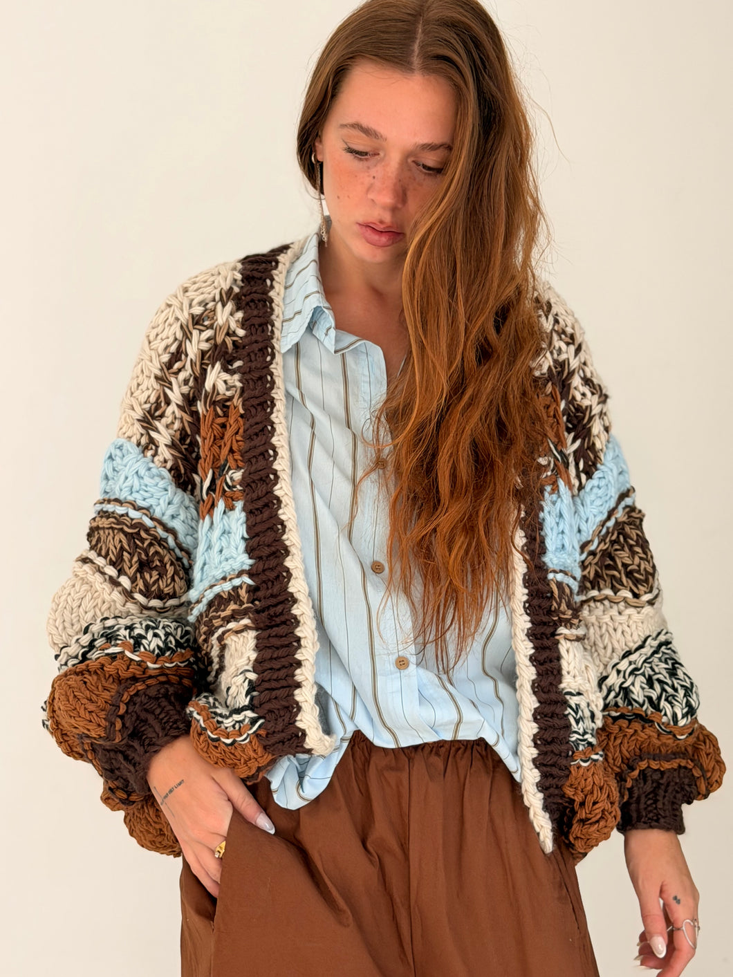 Stripe thick earthy cardigan