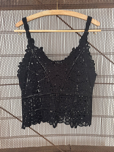 mamapapa - crochet black singlet