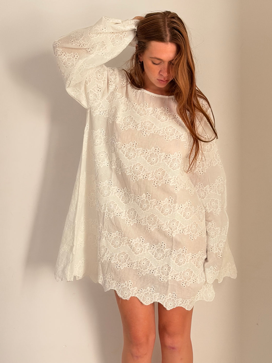 mamapapa - Paris white cotton broderie dress