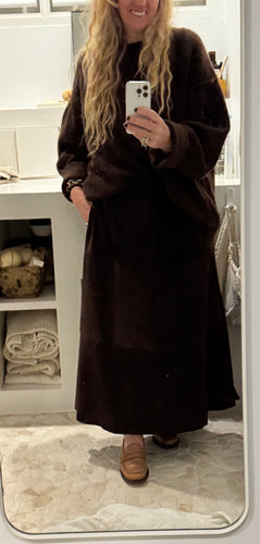 mamapapa lune chocolate suede skirt