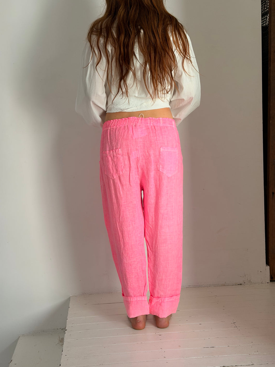 Pepe fluo pink linen pants