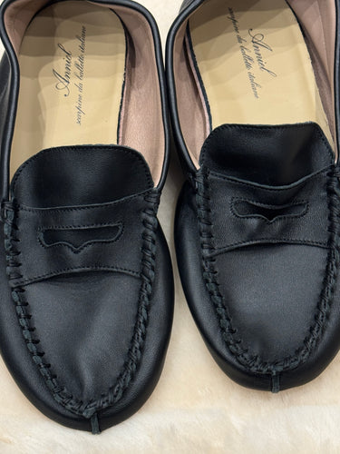 anniel - leather black mocassin