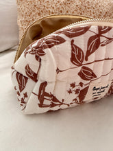 Cream and brown Floral  -  pouch