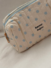 Cream with blue polka dots  pouch
