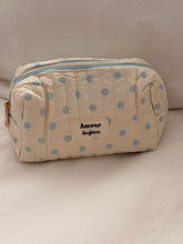 Cream with blue polka dots  pouch