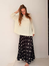 Pleated black polka dots skirt