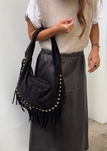Fringe suede black bag