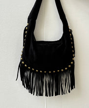 Fringe suede black bag
