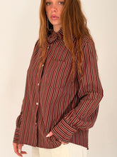 burgandy mix striped shirt
