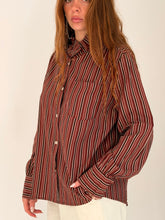burgandy mix striped shirt