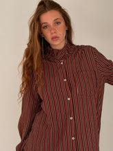 burgandy mix striped shirt
